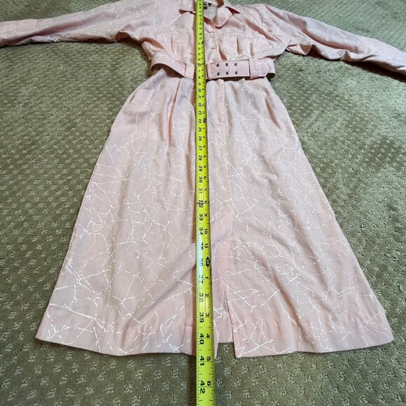 Vintage Retro 80s Pink Power Lunch Dolman Belted Midi Front Slit SZ 12/8 Dress - Picture 8 of 16